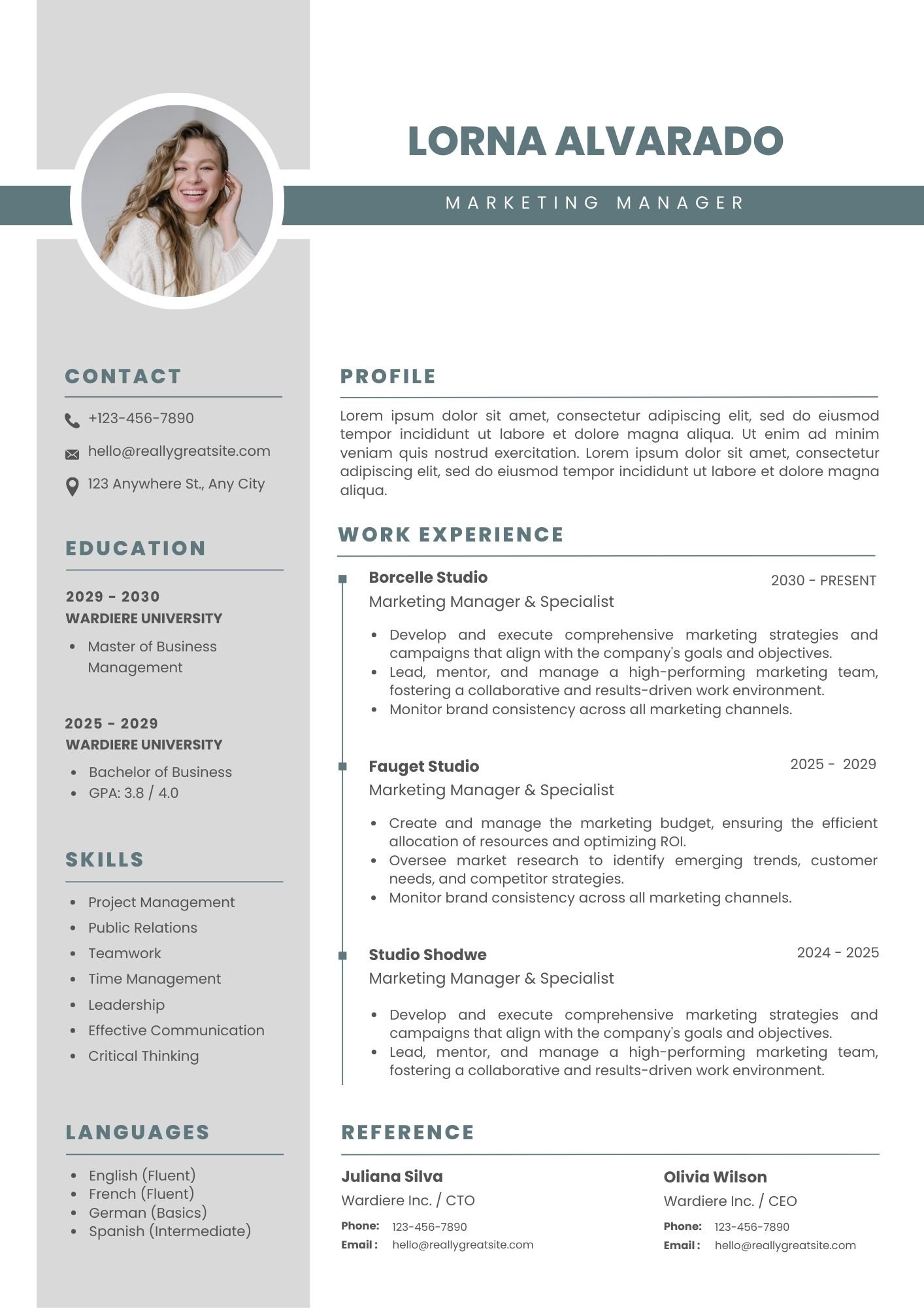 Gray and Green Simple Professional  CV Resume