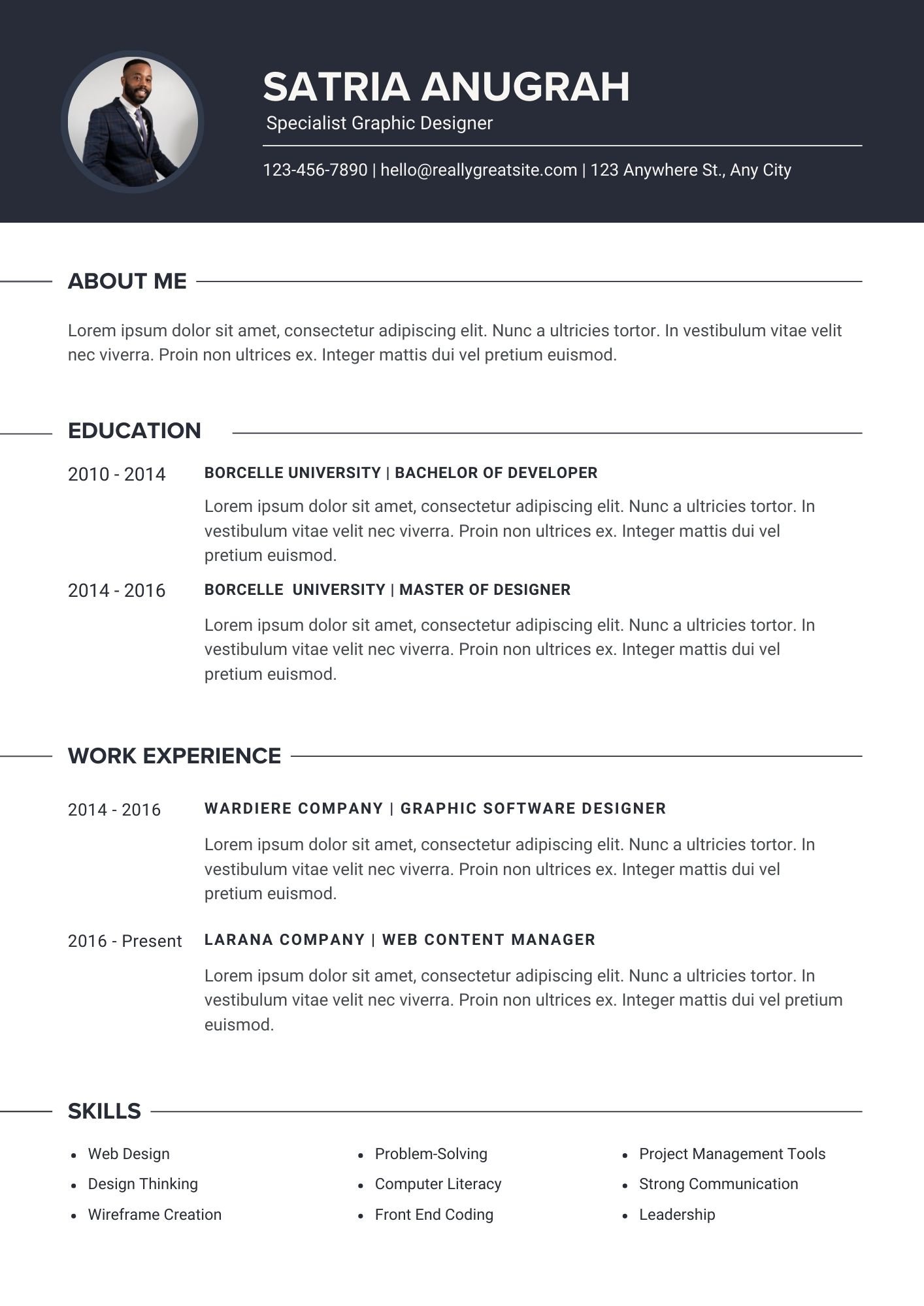 Black White Simple CV Resume