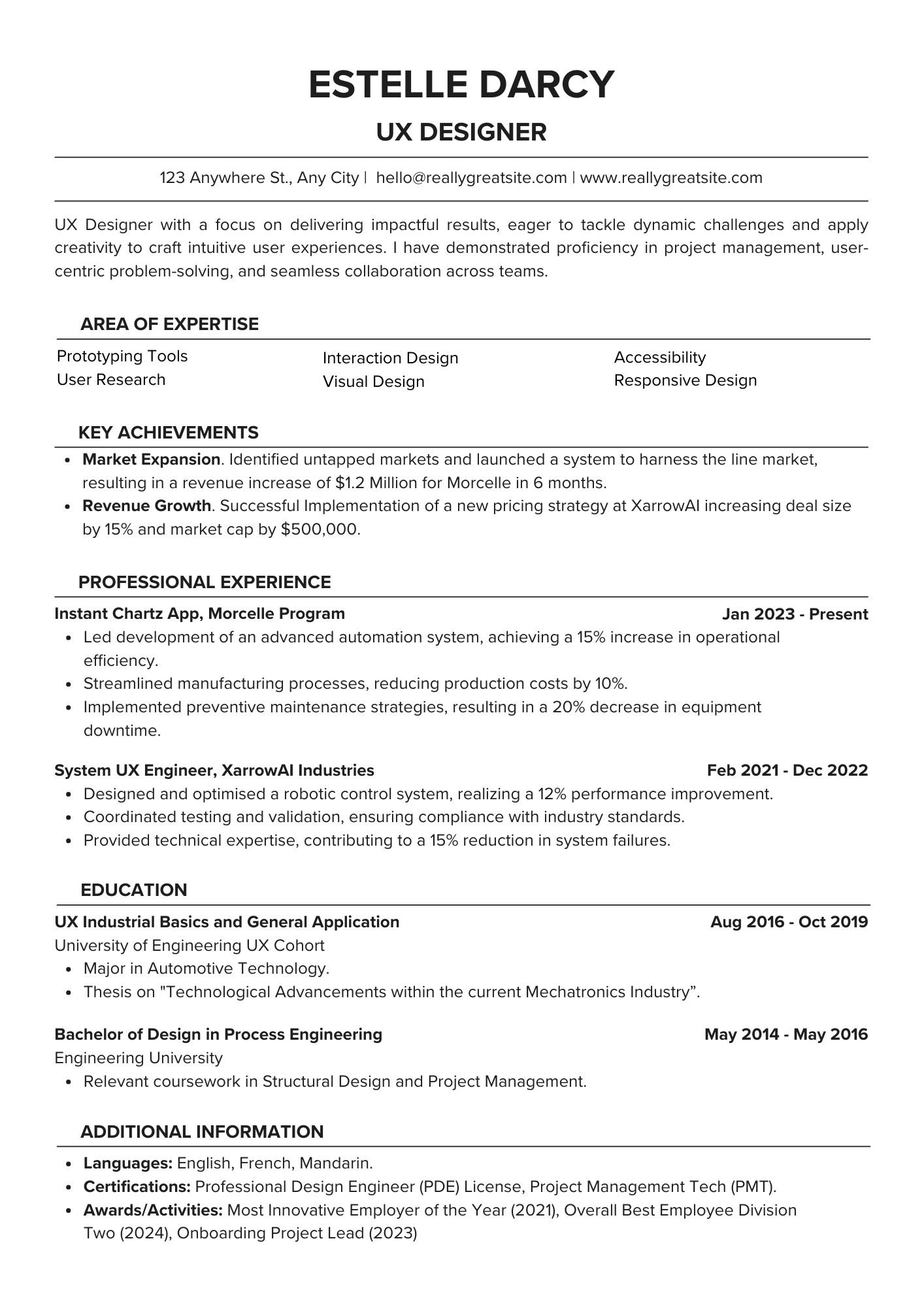 White and Black Tech Professional Resume