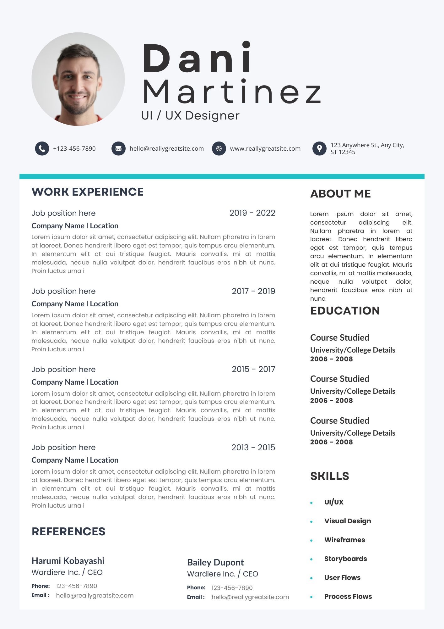 Creative Modern Minimalist CV Resume